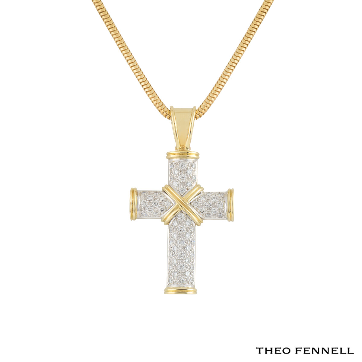 Theo Fennell Yellow Gold Diamond Crosses Pendant | Rich Diamonds